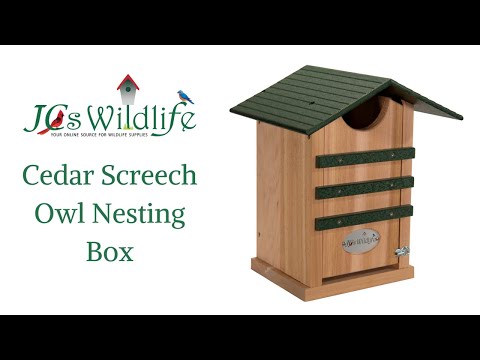 JCS Wildlife Cedar Screech Owl Nest Box with Poly Lumber Roof