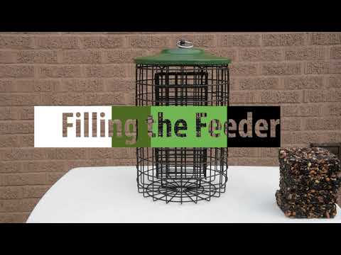 Squirrel Stopper Large Round Squirrel Proof Suet Feeder with Easy-Open Side Door - Holds 4 Suet Cakes