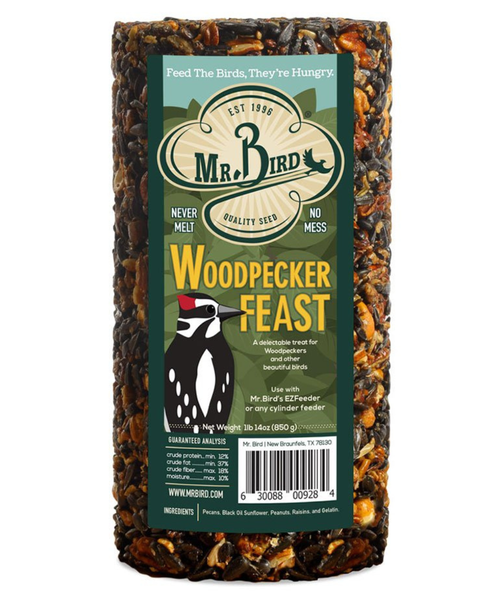 Mr. Bird Woodpecker Feast Small Wild Bird Seed Cylinder 1 lb. 14 oz. (1, 2, 4, 6, and 12 Packs)