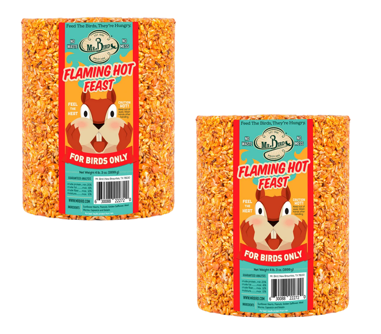 Mr. Bird Flaming Hot Feast Large Wild Bird Seed Cylinder 4 lb. 3 oz. (1, 2, 4, or 6 Packs)