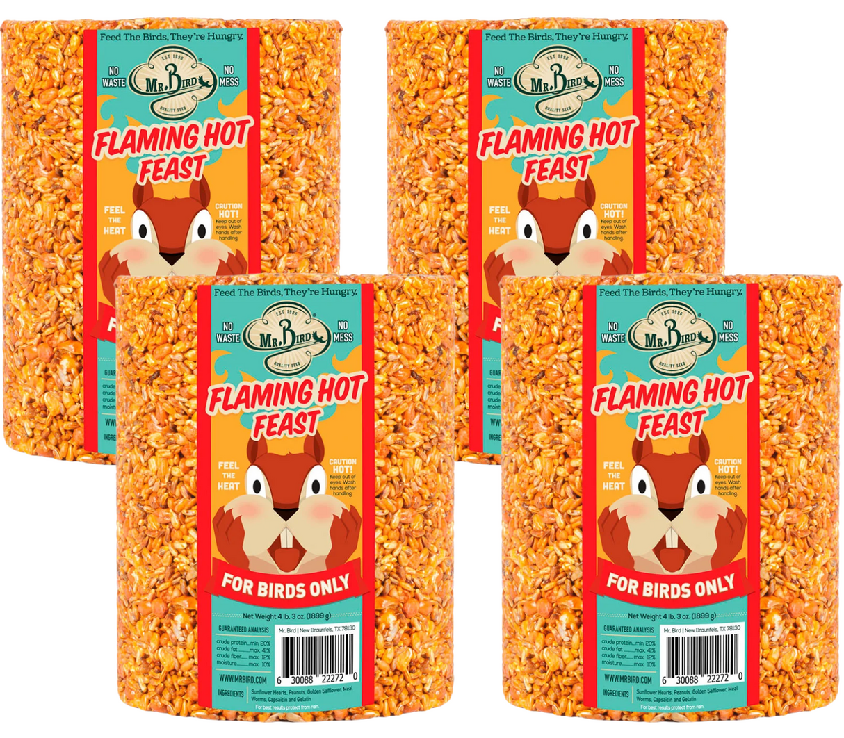 Mr. Bird Flaming Hot Feast Large Wild Bird Seed Cylinder 4 lb. 3 oz. (1, 2, 4, or 6 Packs)