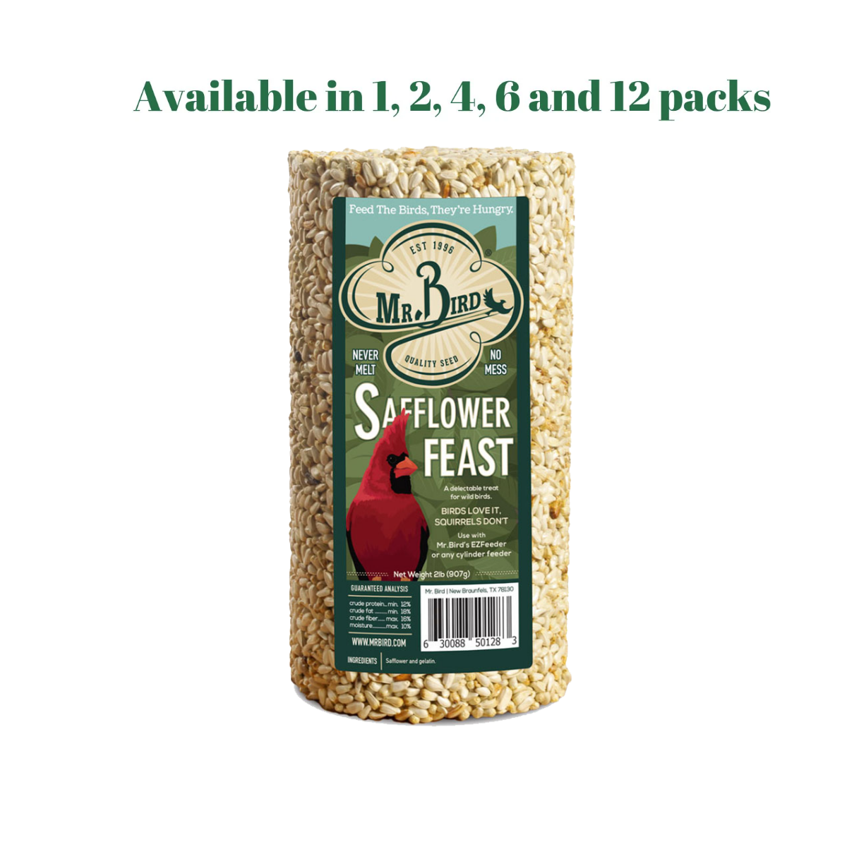 Mr. Bird Safflower Feast Small Wild Bird Seed Cylinder 32 oz. (1, 2, 4, 6, or 12 Packs)