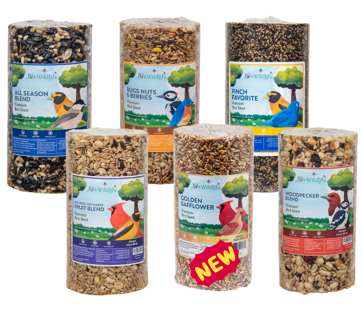 JCS Wildlife Premium Bird Seed Cylinder Variety Pack