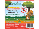 JCS Wildlife Squirrel Stopper No Mess, No Waste 10lbs Loose Seed Bag Product Label