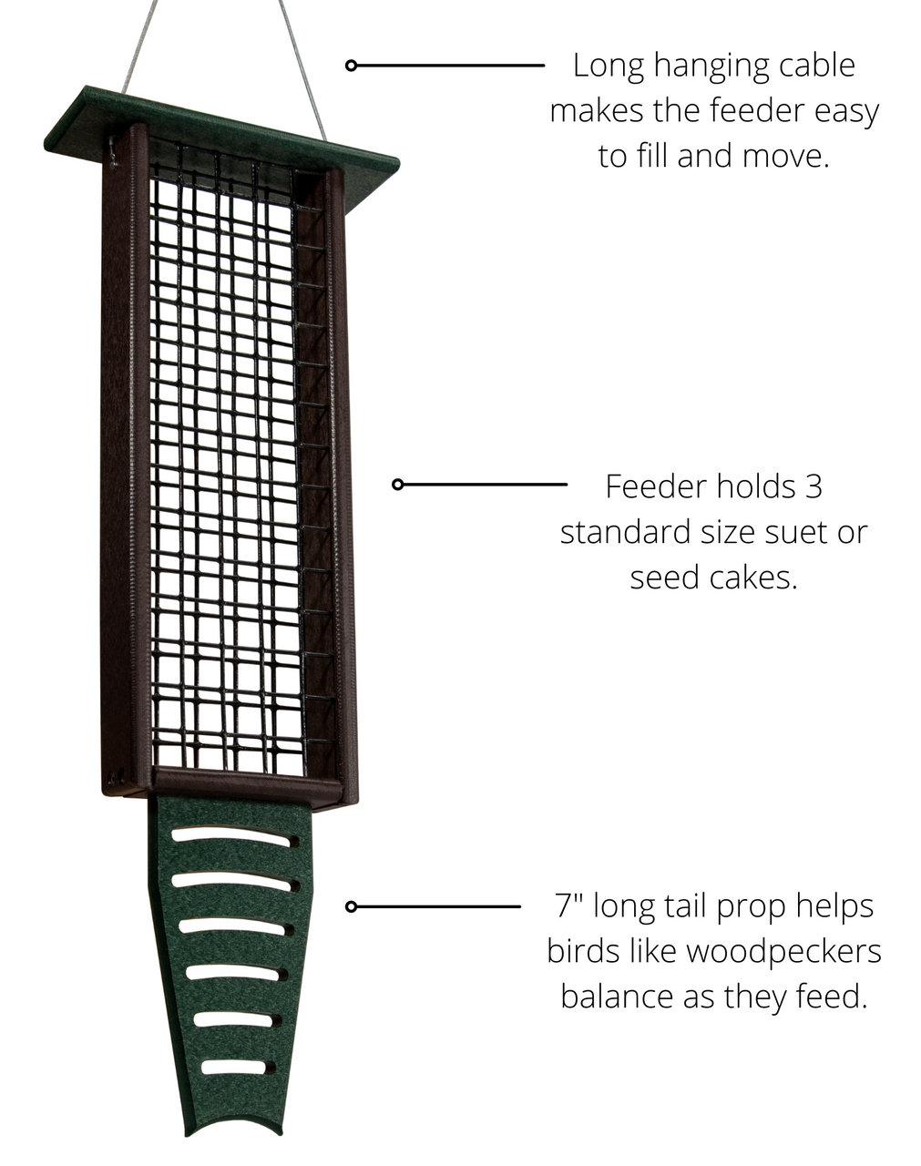 JCS Wildlife Triple Recycled Suet Feeder with Tail Prop