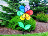 12 Petal Double Wheel Rainbow Flower Wind Spinner In the Breeze Garden Yard Decor - JCS Wildlife