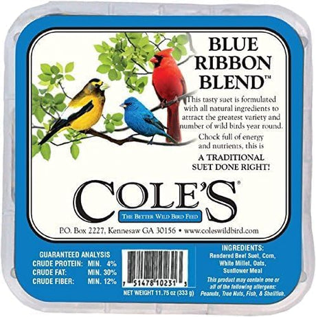 Cole's Blue Ribbon Blend Suet Cake, 11.75oz - JCS Wildlife
