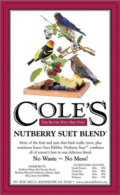 Cole's Nutberry Suet Blend Bird Seed, 10 lbs, NB10 - JCS Wildlife