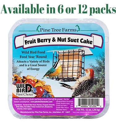 Fruit Berry & Nut Suet Cake Pine Tree Farms 12 oz. (6 or 12 Packs) - JCS Wildlife