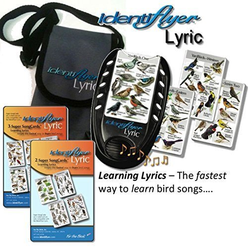 Identiflyer Lyric bird call machine with cards and carrying case for learning bird sounds and frog calls with included Super SongCards and batteries