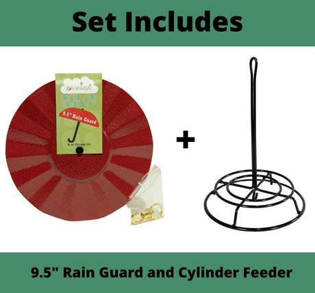 JCS Wildlife 9.5" Metal Rain Guard and Cylinder Feeder Kit - JCS Wildlife