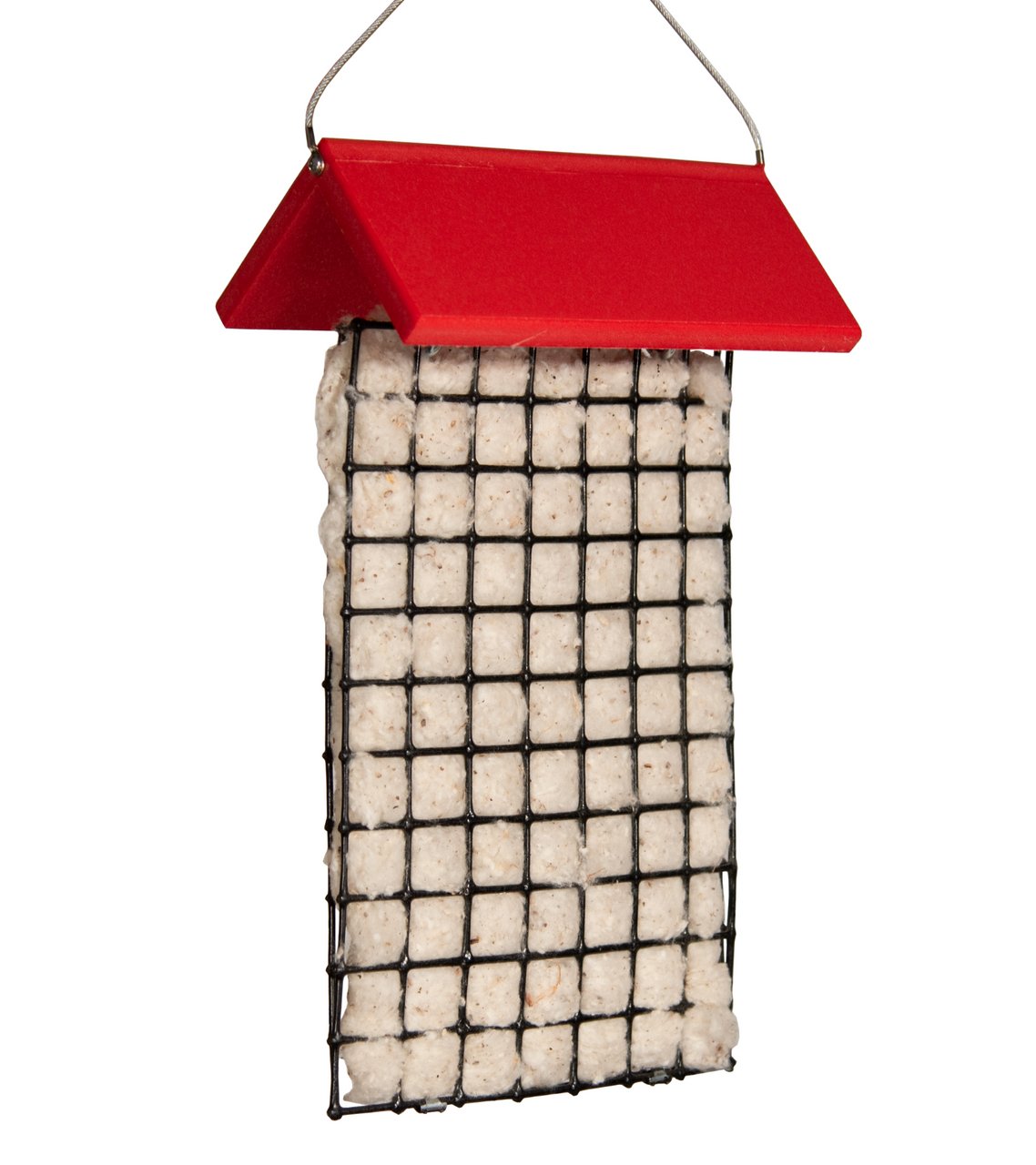 JCS Wildlife Deluxe Hummingbird Nester Builder with Weather Guard Roof hanging against a white background.