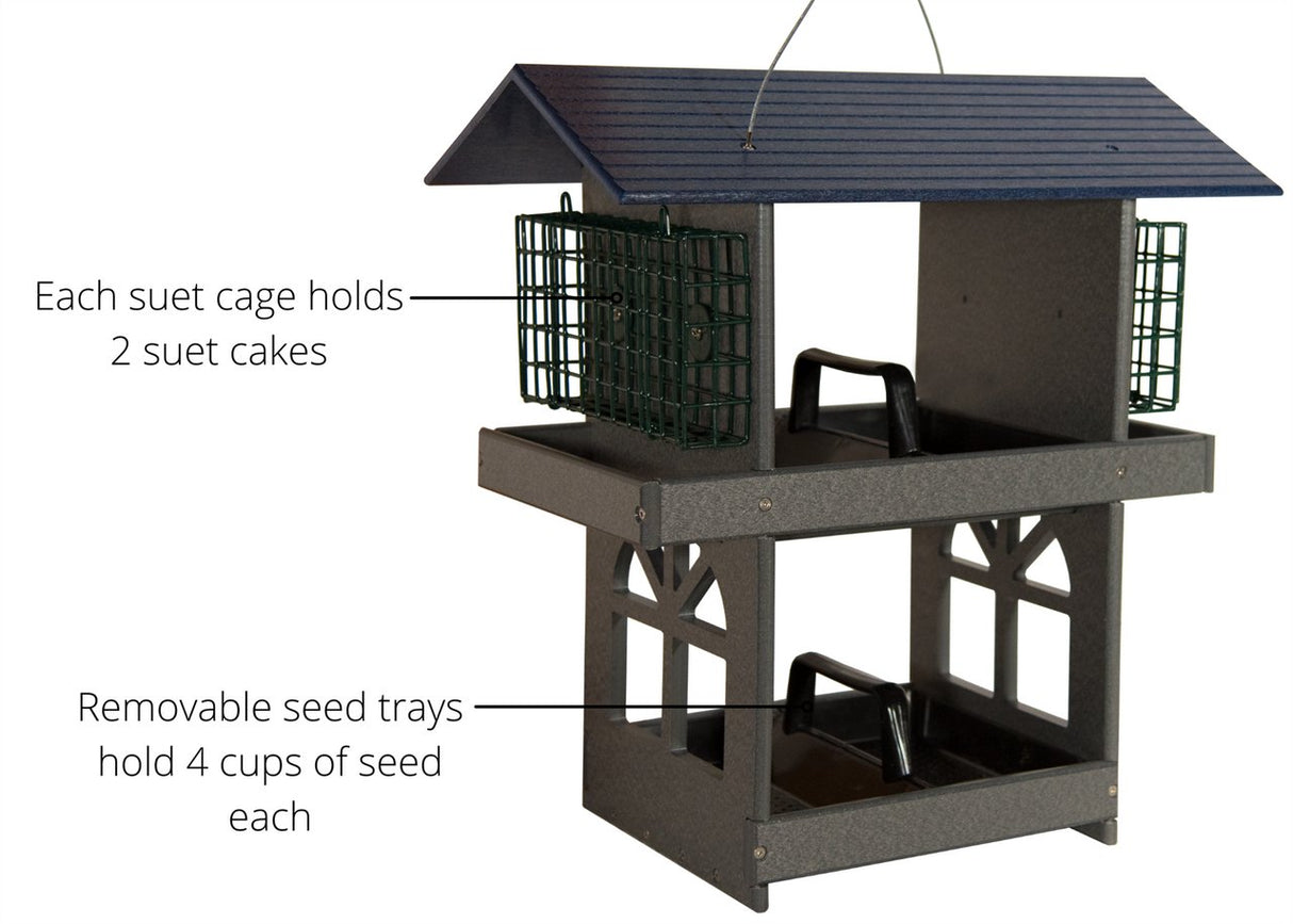 JCS Wildlife Double Fly Thru Bird Feeder with Suet Cages - JCS Wildlife