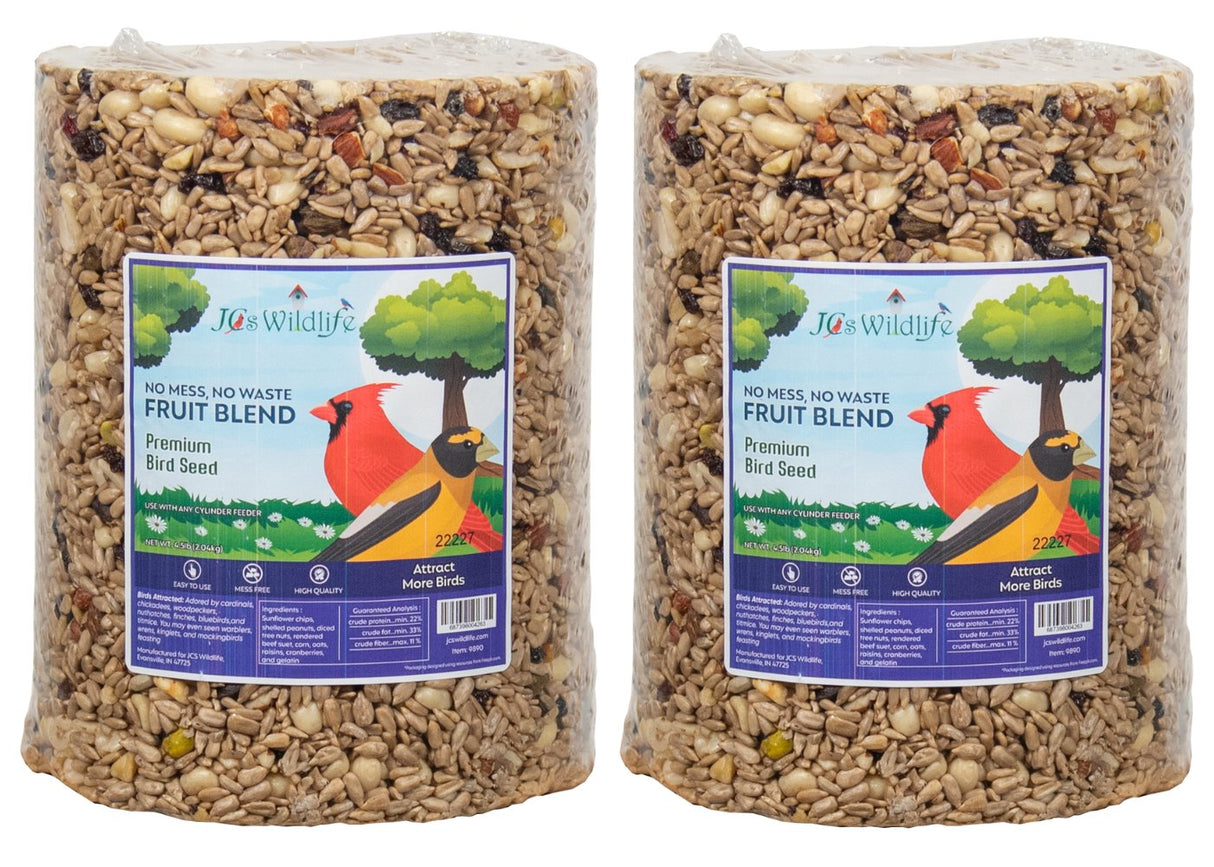 JCS Wildlife No Mess, No Waste Fruit Blend Premium Bird Seed Large Cylinder, 4.5 lb - JCS Wildlife