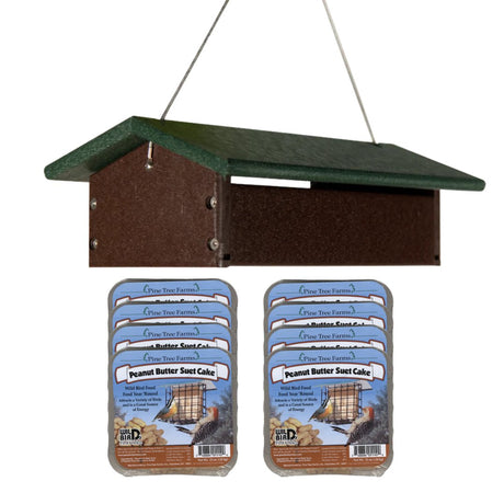 JCS Wildlife Recycled Poly Upside Down Double Suet Feeder with 8 Peanut Butter Suet Cakes - JCS Wildlife