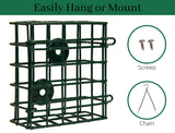 JCs Wildlife Single Suet Cage Bird Feeder with screws and chain for easy hanging or mounting