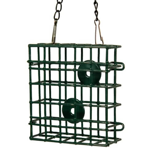 JCs Wildlife Single Suet Cage Bird Feeder with Sturdy PVC Coated Wire Mesh for Suet, Seed Cakes, Fruit, and Nesting Material