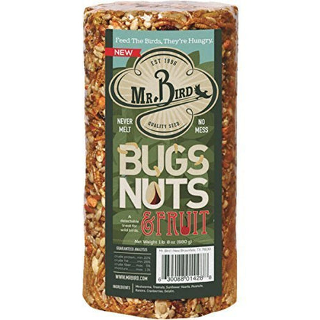 Mr. Bird Bugs, Nuts, & Fruit Small Wild Bird Seed Cylinder 24 oz. (1, 2, 4, or 6 Pack) - JCS Wildlife