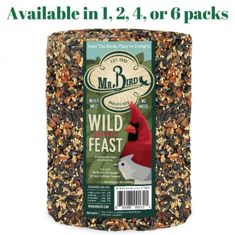 Mr. Bird Wild Bird Feast Large Wild Bird Seed Cylinder 4 lbs. (1, 2, 4 and 6 Packs) - JCS Wildlife