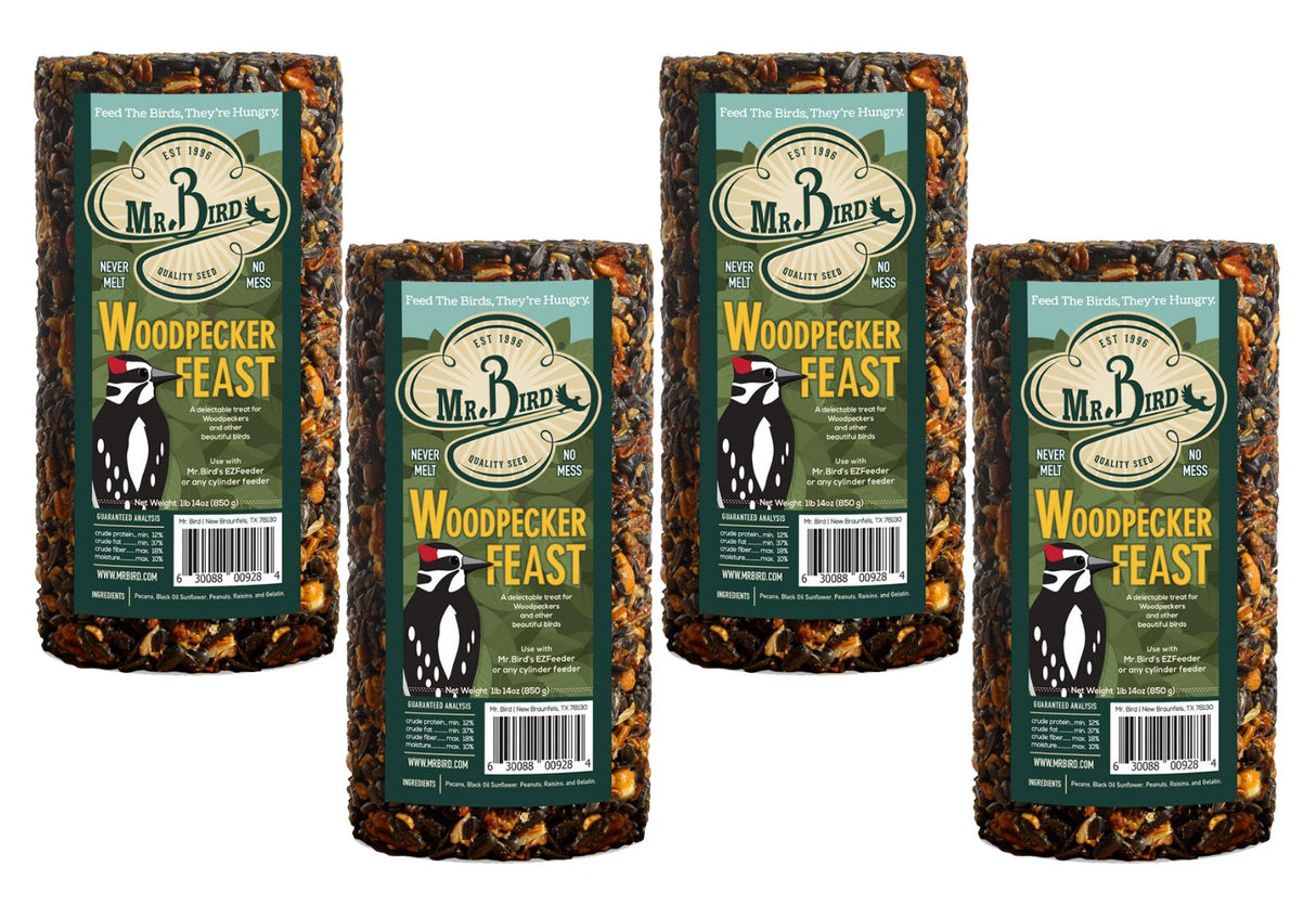 Mr. Bird Woodpecker Feast Small Wild Bird Seed Cylinder 1 lb. 14 oz. (1, 2, 4, and 6 Packs) - JCS Wildlife