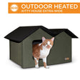 Outdoor Heated Kitty House Extra Wide Olive/Black K&H 3973 - JCS Wildlife