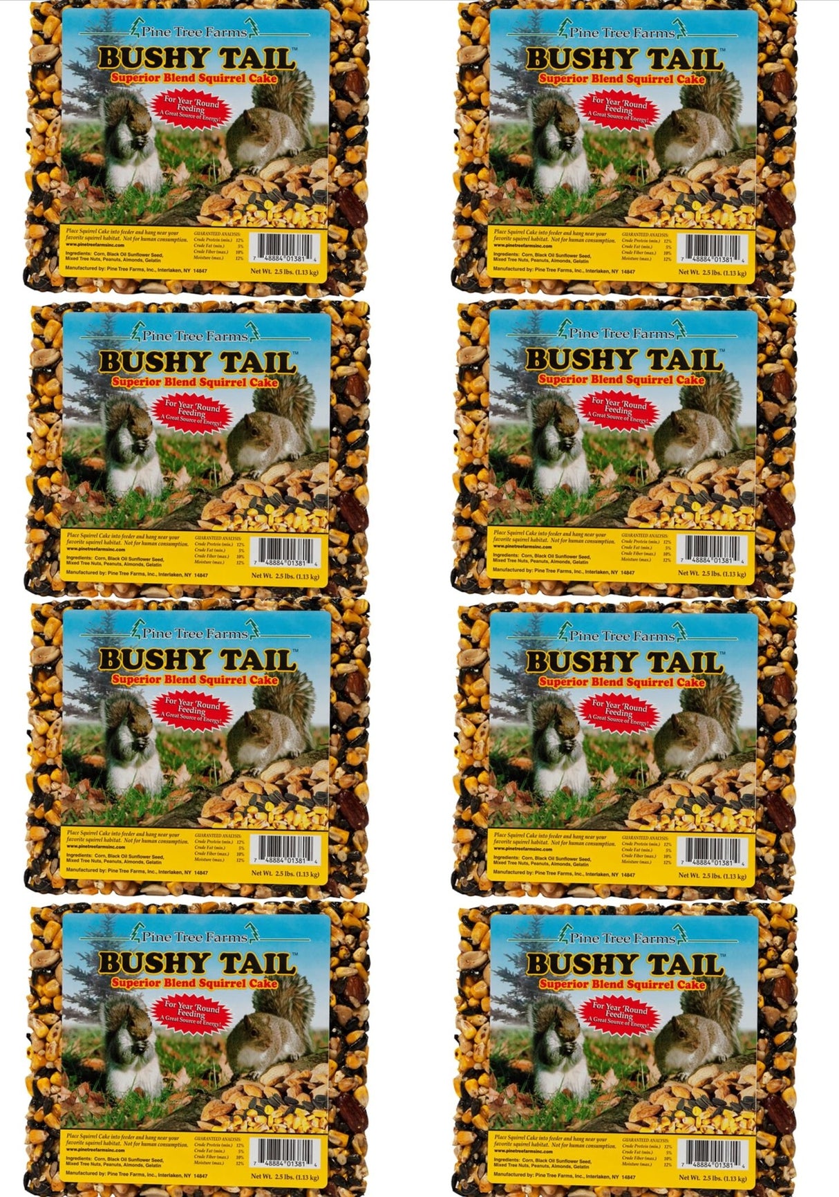 Pine Tree Farms 1381 Bushy Tail 2.5 Pound Squirrel Cake (1, 2 and 8 Packs) - JCS Wildlife