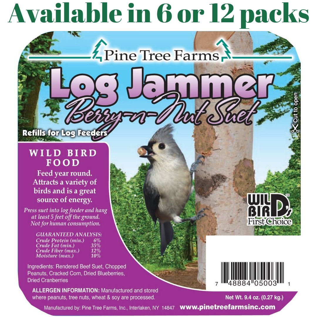 Pine Tree Farms Log Jammer Berry-N-Nut Suet Pack of 3 Plugs (6 or 12 Packs) - JCS Wildlife