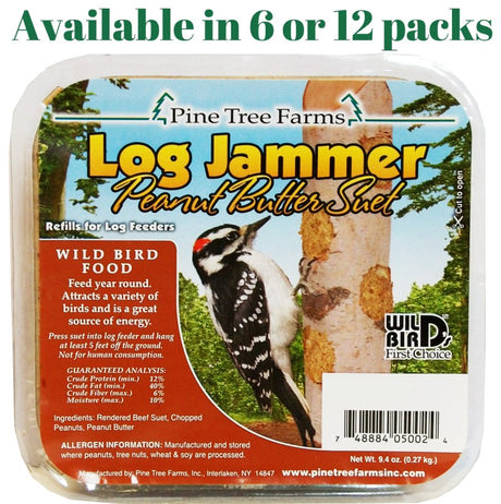 Pine Tree Farms Log Jammer Peanut Butter Suet 3 Plugs Per Pack (6 or 12 Packs) - JCS Wildlife