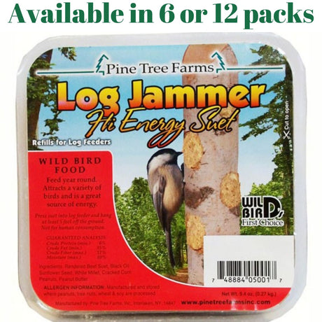 Pine Tree Farms Log Jammers Hi Energy Suet 3 Plugs Per Pack (6 or 12 Packs) - JCS Wildlife