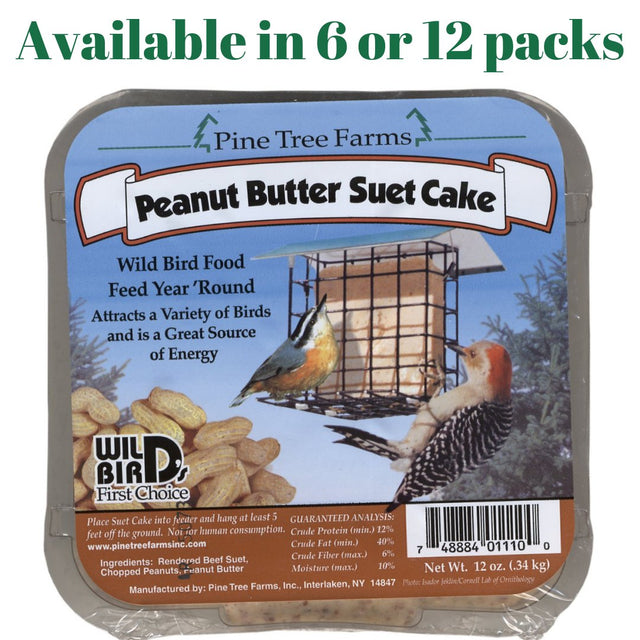 Pine Tree Farms Peanut Butter Suet Cakes Wild Bird Food (6 or 12 Packs) - JCS Wildlife