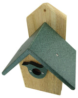 Post Mount Cedar Wren Birdhouse w/ Poly Roof & Birdhouse Predator Guard Portal - JCS Wildlife
