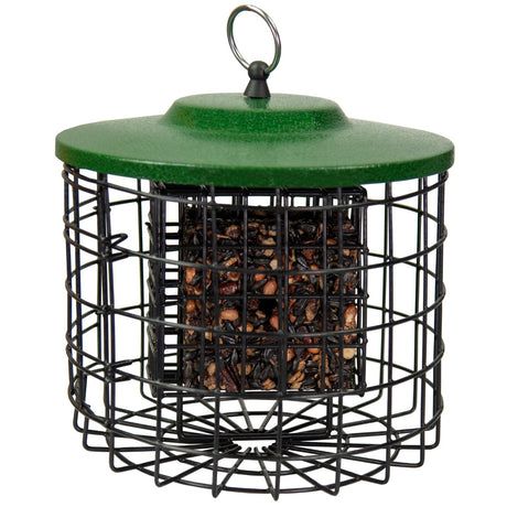 Squirrel Stopper Round Squirrel Proof Suet Feeder with Easy-Open Side Door - Holds 2 Suet or Seed Cakes - JCS Wildlife