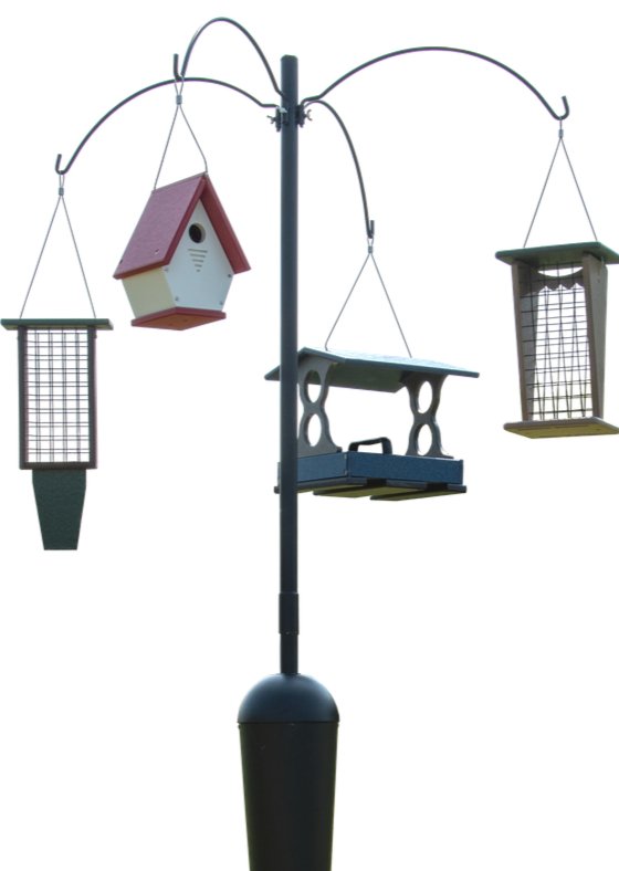 Squirrel Stopper Sequoia Squirrel Proof Bird Feeder Pole System with 4 Hanging Stations - JCS Wildlife