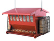 Woodlink Seeds N' More Metal Feeder 7452R with suet holders for songbirds and clinging birds, holds 15 lbs seed and 2 suet cakes.